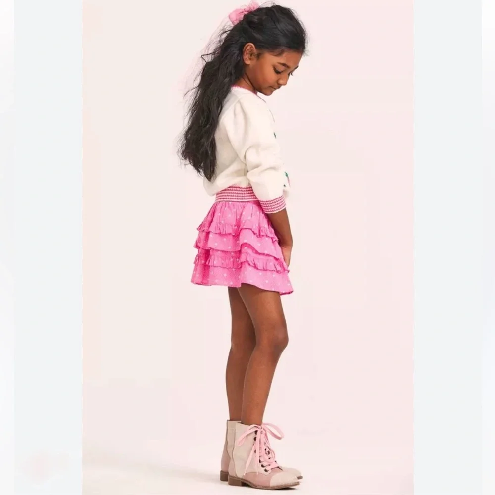 NWT LoveShackFancy Billie Skirt Hot Pink Cherry Size 5-6Y